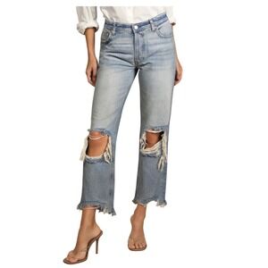 WE THE FREE People Maggie Mid Rise Distressed Jeans‎ Button Fly Women's Size 26